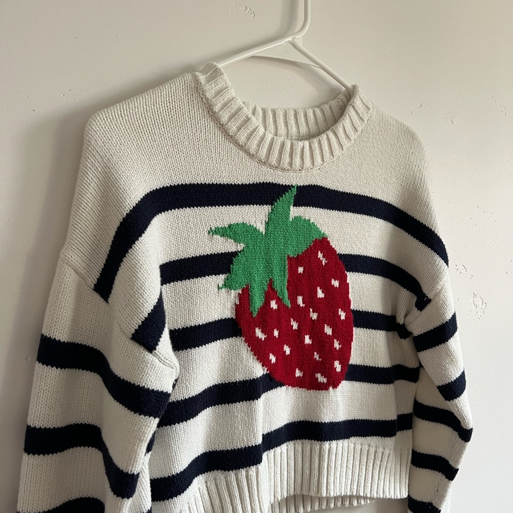 Freshman 1996 Strawberry Striped Cropped Sweater XS